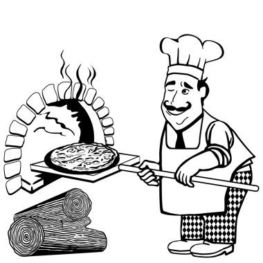 Wood-fired pizza clipart