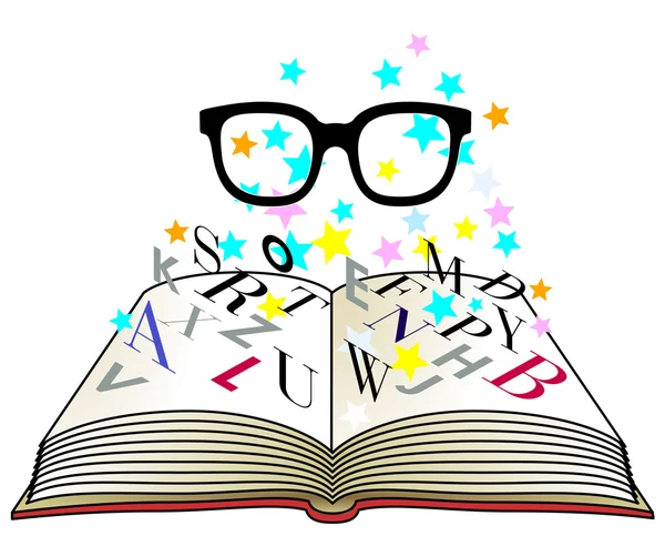 Lectura de gafas, carta de aprendizaje — Vector de stock