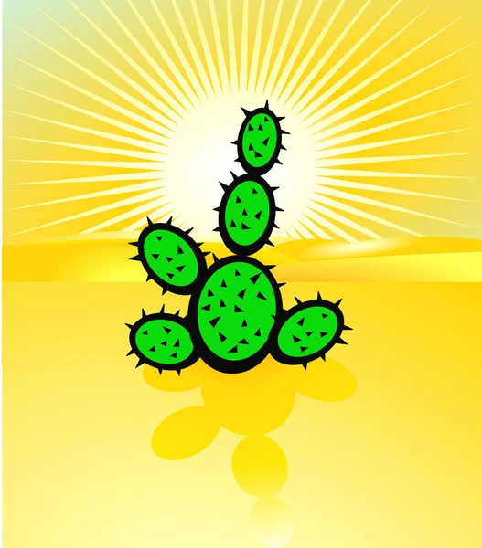 stock vector Desertification and cactus