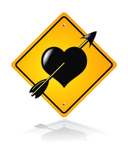 Estrada de trânsito sinal cardíaco — Vetor de Stock
