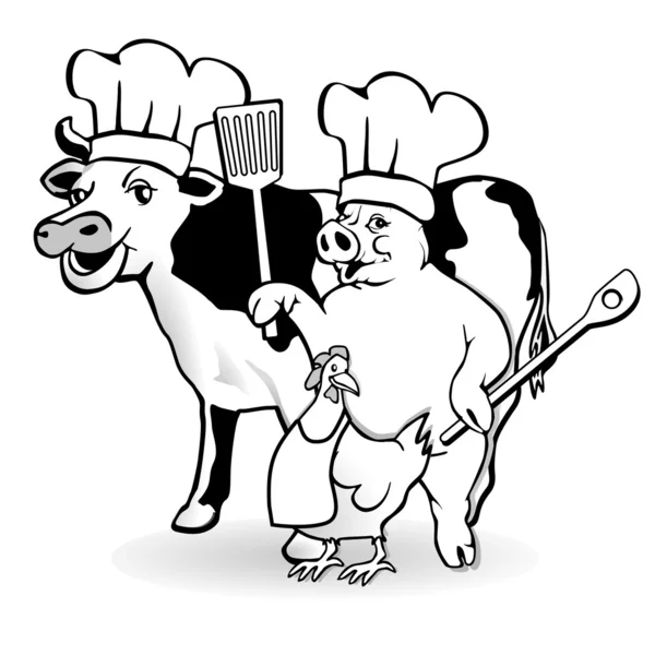 动物农场烹饪 — 图库矢量图片