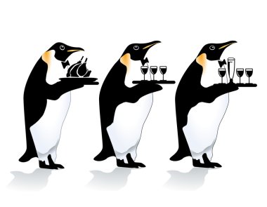 Penguin waiter clipart