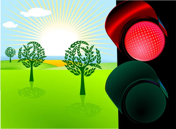 Conservação da natureza e semáforo vermelho —  Vetores de Stock