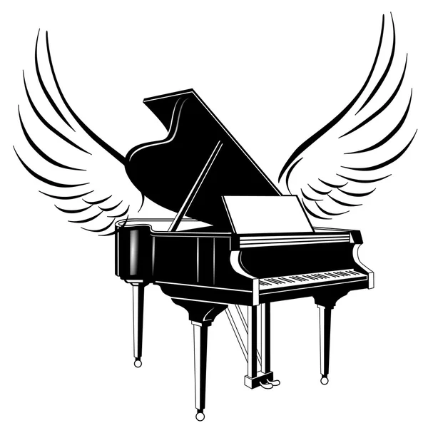Grand piano and flying wing — Stock Vector