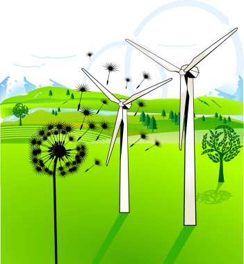 Blow-ball and wind engine clipart