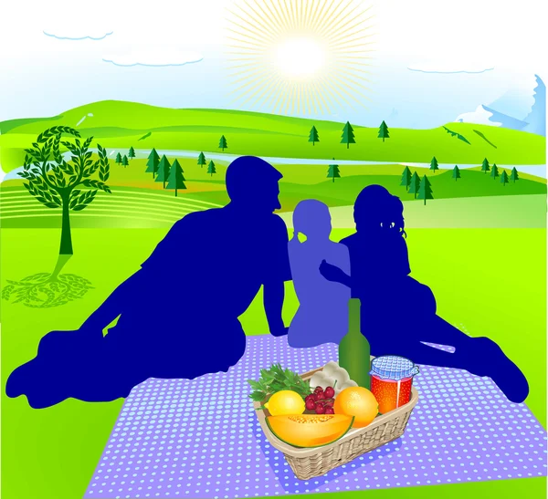 Family picnic — Stock Vector
