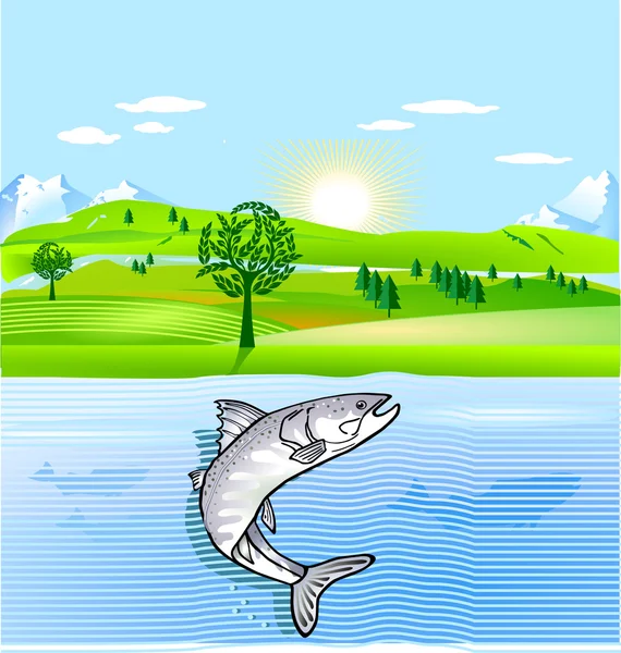 Doğa koruma ve balık — Stok Vektör