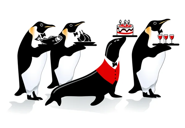 Penguin birthday — Stock Vector