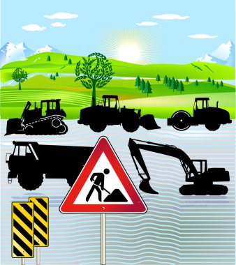 Road building clipart