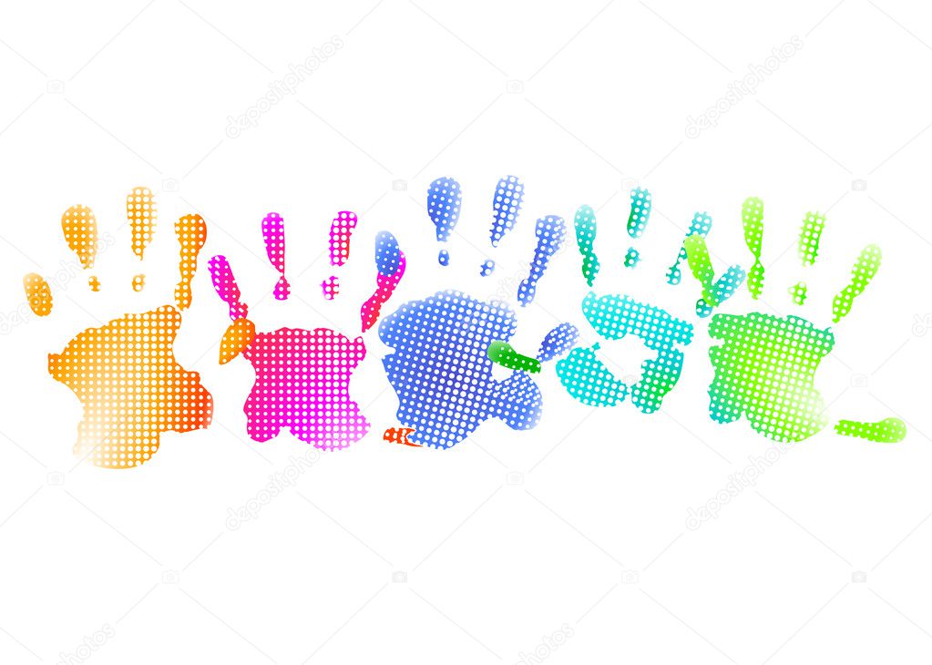 Rainbow hand prints