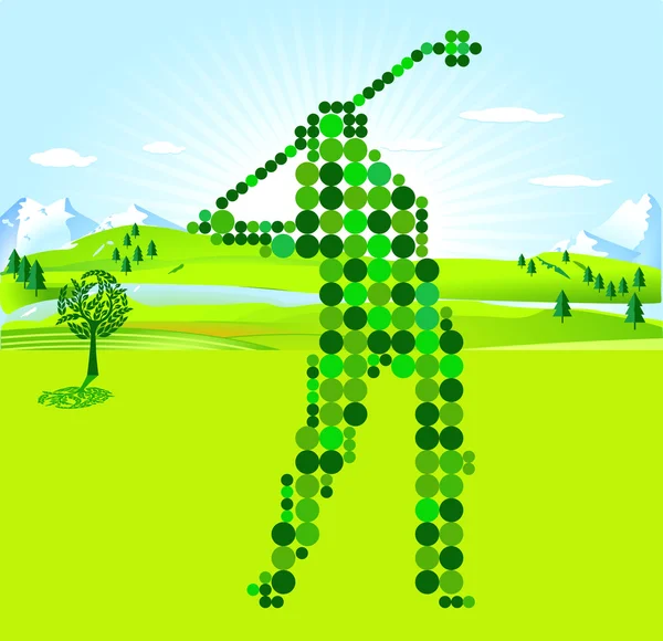 Golf Jugador puntajes verdes — Vector de stock