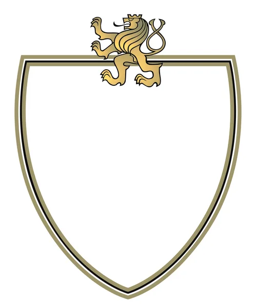 Герб с золотым львом — стоковый вектор