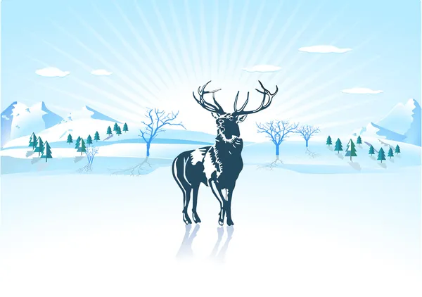 Deer to winter — Stock Vector