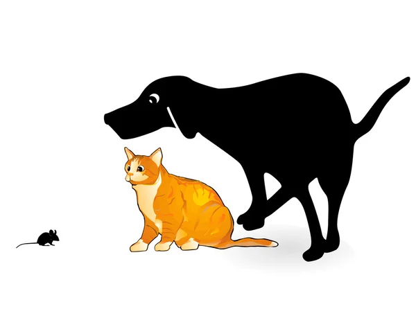 stock vector Dog and cat with mouse