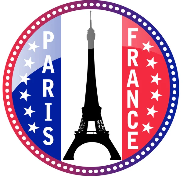 Paris and Eiffel tower button — Stock Vector