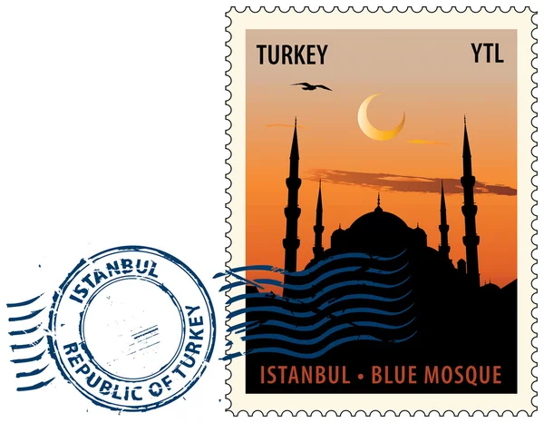 Decyduje data stempla pocztowego, z istanbul — Wektor stockowy
