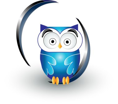 Cute blue owl clipart