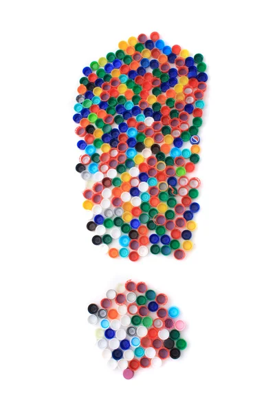 Exclamation from the plastic caps — Stock Photo, Image