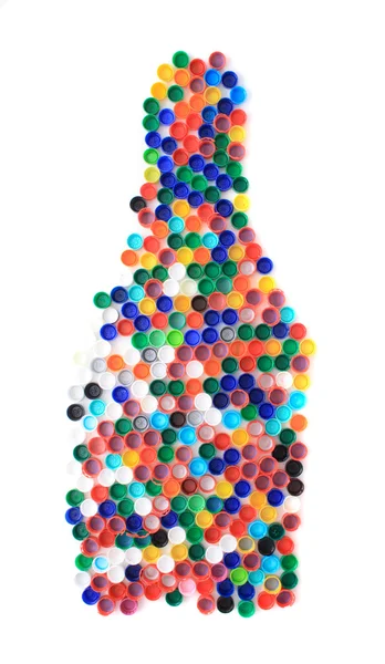 Bottle from the plastic caps — Stock Photo, Image