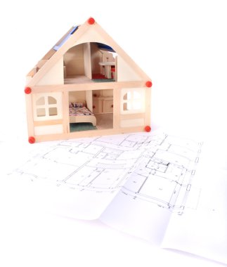 Plan and model of my house clipart