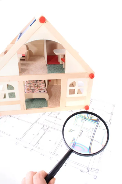 Planer och modell av huset — Stockfoto