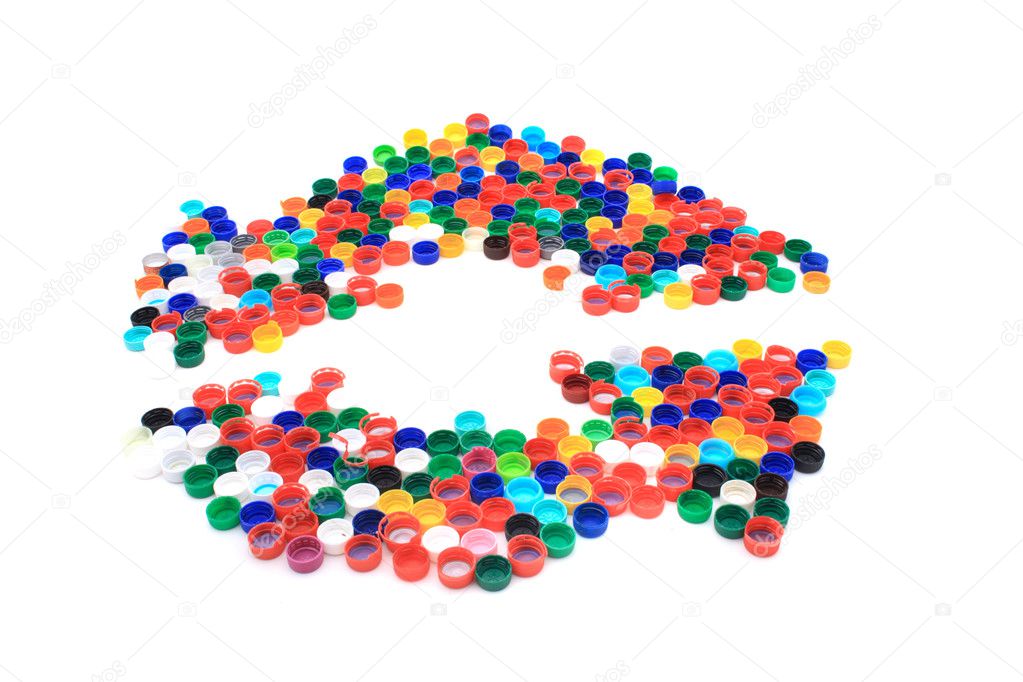 Platic caps as recycle symbol