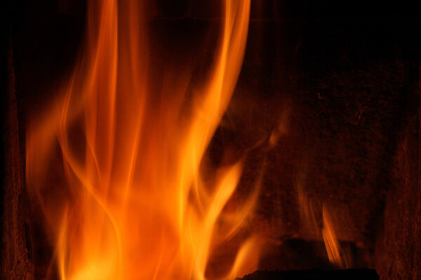 Natural fire texture on the black background