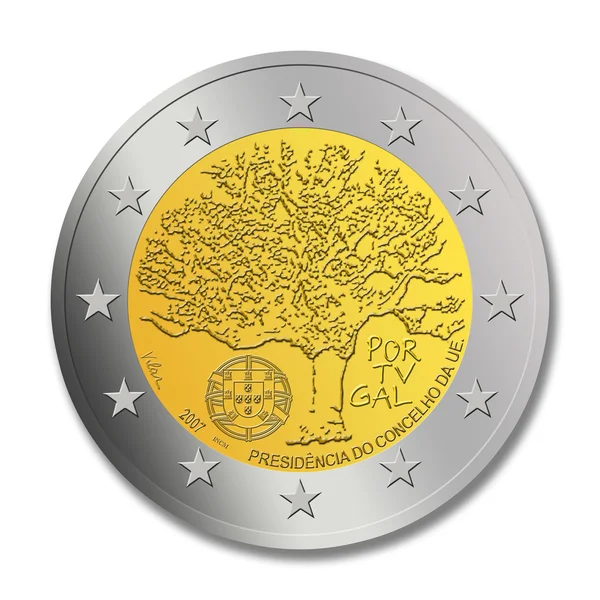 Portuguese 2 Euro Coin — Stock Photo, Image