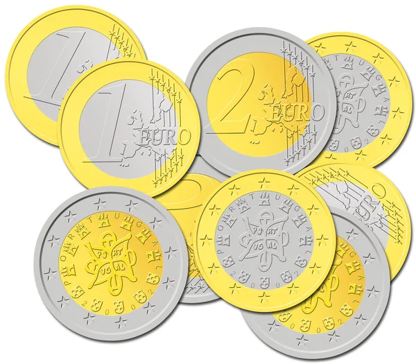 Portuguese Euro Coins — Stock Photo, Image