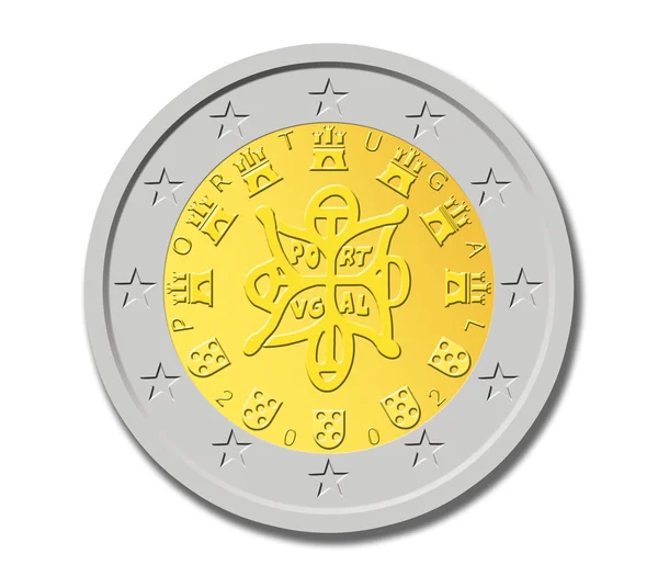 Portuguese 2 Euro Coin — Stock Photo, Image
