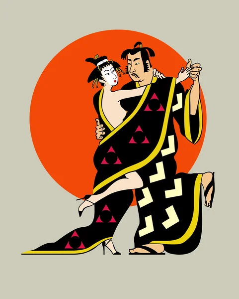 Японська пари танцюють — стокове фото