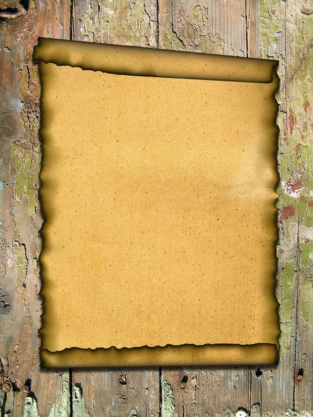 Старая бумага на старой деревянной поверхности — стоковое фото