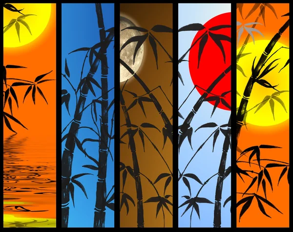 Bandiere verticali con bambù — Foto Stock