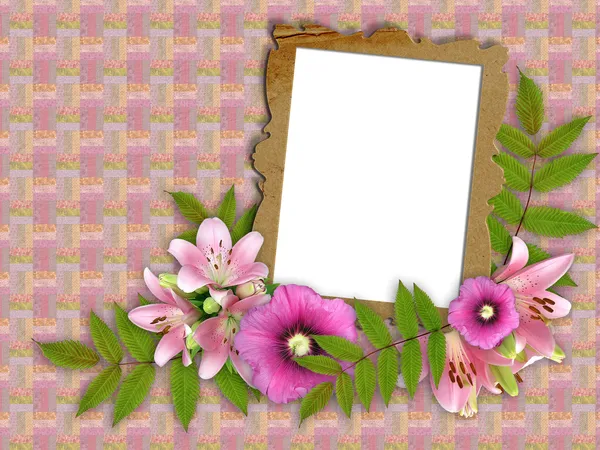 Rám a květinové krásné kytice — Stock fotografie