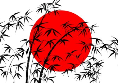 Flag of Japan and bamboo clipart