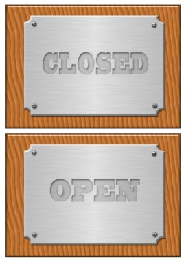 Open, closed - the metal tablet clipart