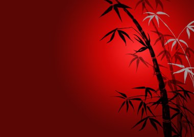 Silhouette of branches of a bamboo clipart