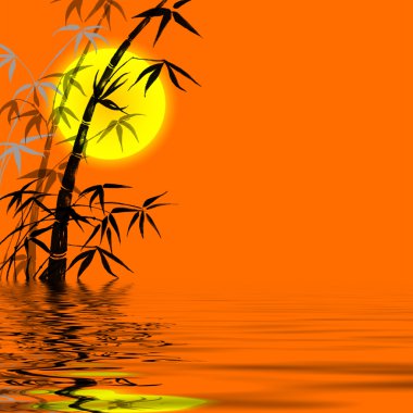 Silhouette of branches of a bamboo clipart