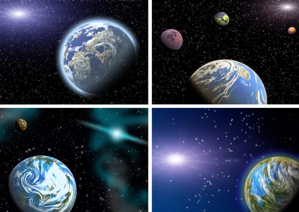 Planetas en un espacio. Collage. . —  Fotos de Stock