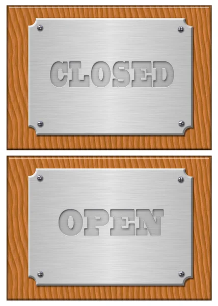 Open, closed - the metal tablet — Stock Photo, Image