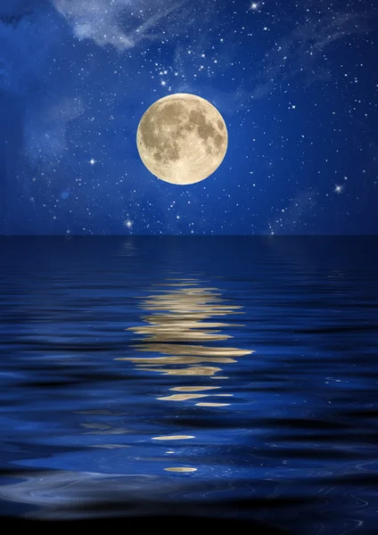 月亮和星星的反思 免版税图库图片