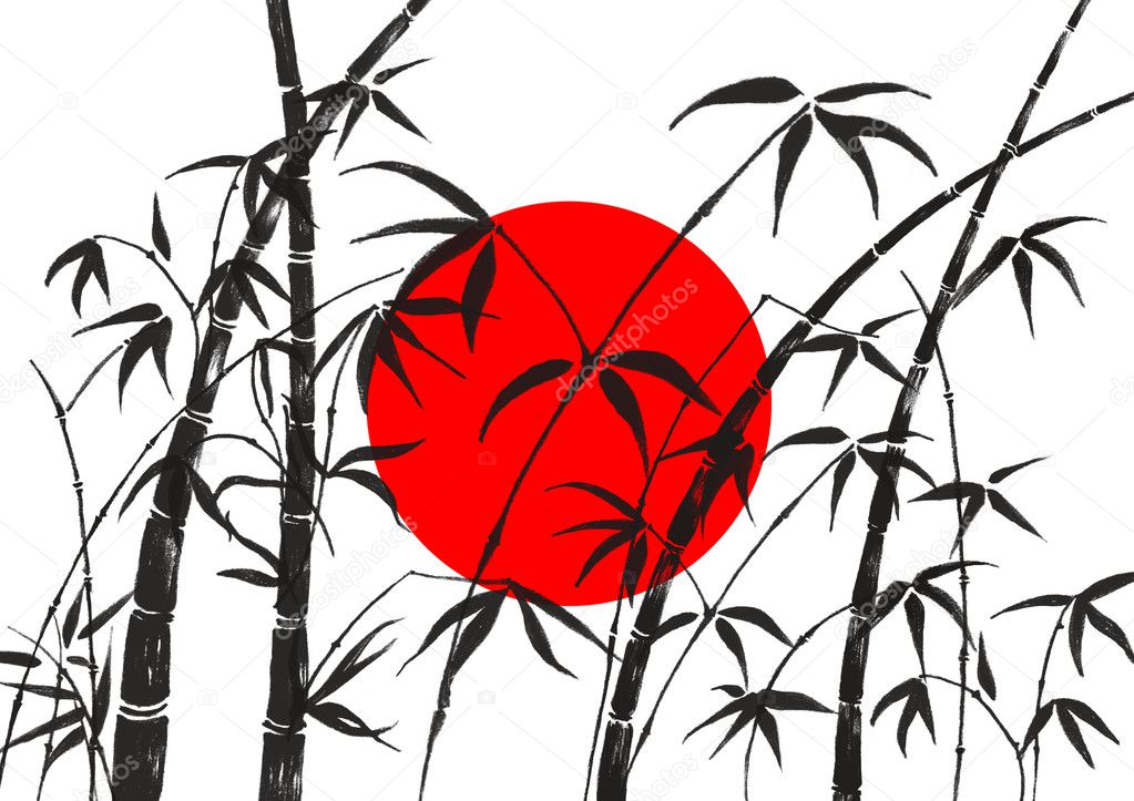 Flag of Japan and bamboo — Stock Photo © aelita #3010652