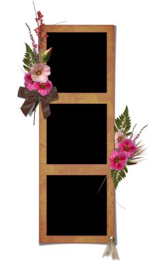 The frame with a bouquet of flowers hollyhocks. clipart