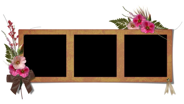 Frame met een boeket van bloemen hollyhocks. — Stockfoto