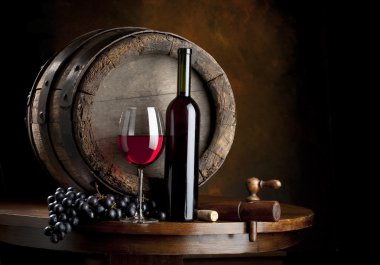 The still life with red wine