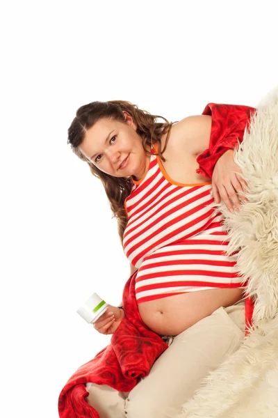 Těhotná usmívající se žena — Stock fotografie