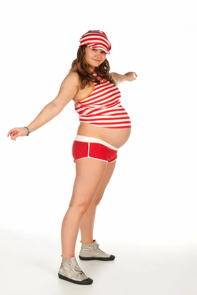 Zwangere lachende vrouw — Stockfoto