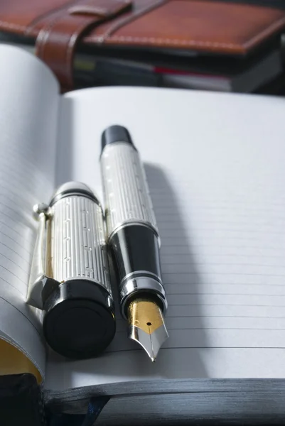 Fountain pen and diary — Stock Photo, Image