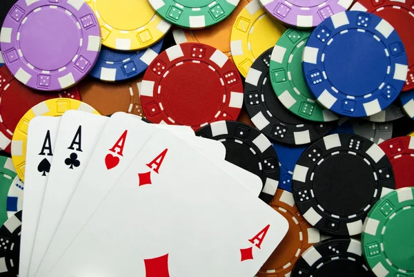 Победа с покером тузов Стоковая Картинка