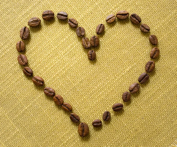 Srdce kávových zrn — Stock fotografie